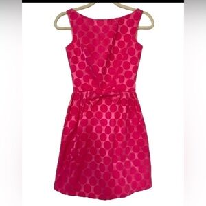 *RARE VINTAGE* Lanz Original 60s Pink Polka Dot High Neck/Low Back Dress. Size 5